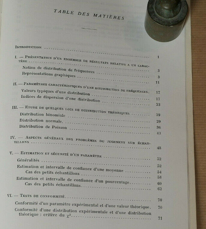 INITIATION AUX METHODES STATISTIQUES EN BIOLOGIE / LAMOTTE / MASSON & CIE 1971