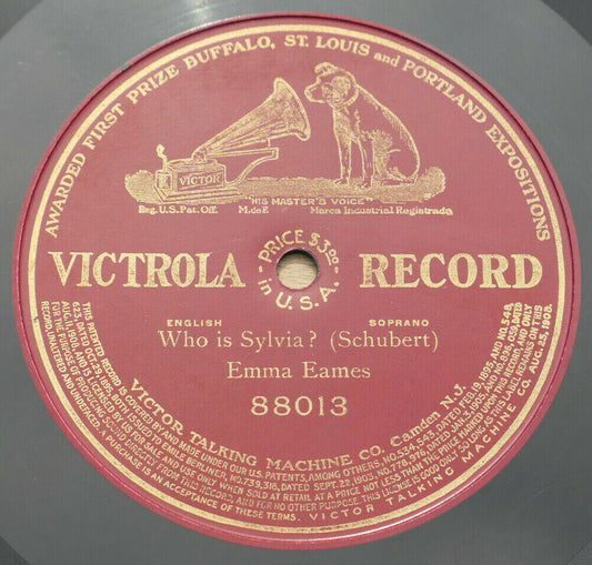 78T 78RPM 30CM 12" EMMA EAMES WHO IS SYLVIA SCHUBERT VICTROLA RECORD 88013