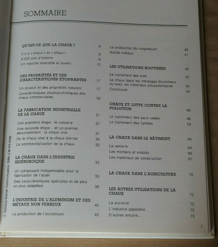 LA CHAUX SES UTILISATIONS / MATERIAU INDUSTRIE / TECHNO-NATHAN 1990