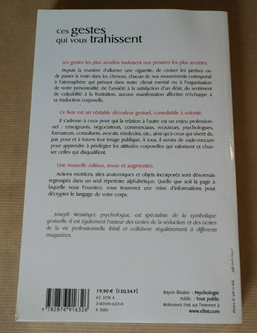 CES GESTES QUI VOUS TRAHISSENT / JOSEPH MESSINGER / PSYCHOLOGIE CORPS LANGAGE
