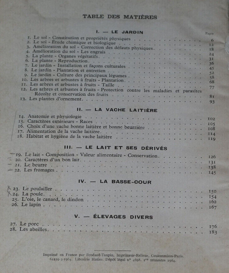 LA FERMIERE MODERNE / JEUNESSE RURALE HATIER 1964 / AGRICULTURE ELEVAGE POTAGER