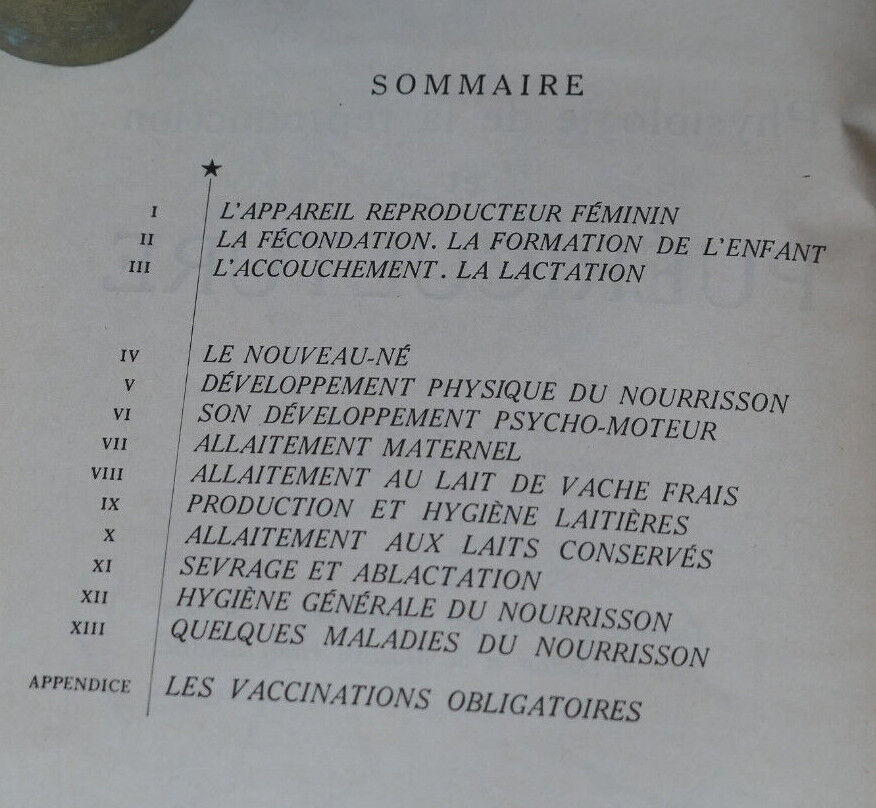 PHYSIOLOGIE DE LA REPRODUCTION ET PUERICULTURE / HACHETTE 1965 / SANTE MATERNITE