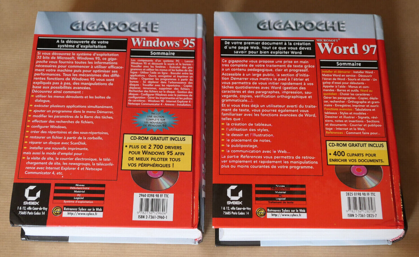 WORD 97 / WINDOWS 95 / GIGAPOCHE SYBEX / INFORMATIQUE MANUEL VINTAGE PC CD-ROM
