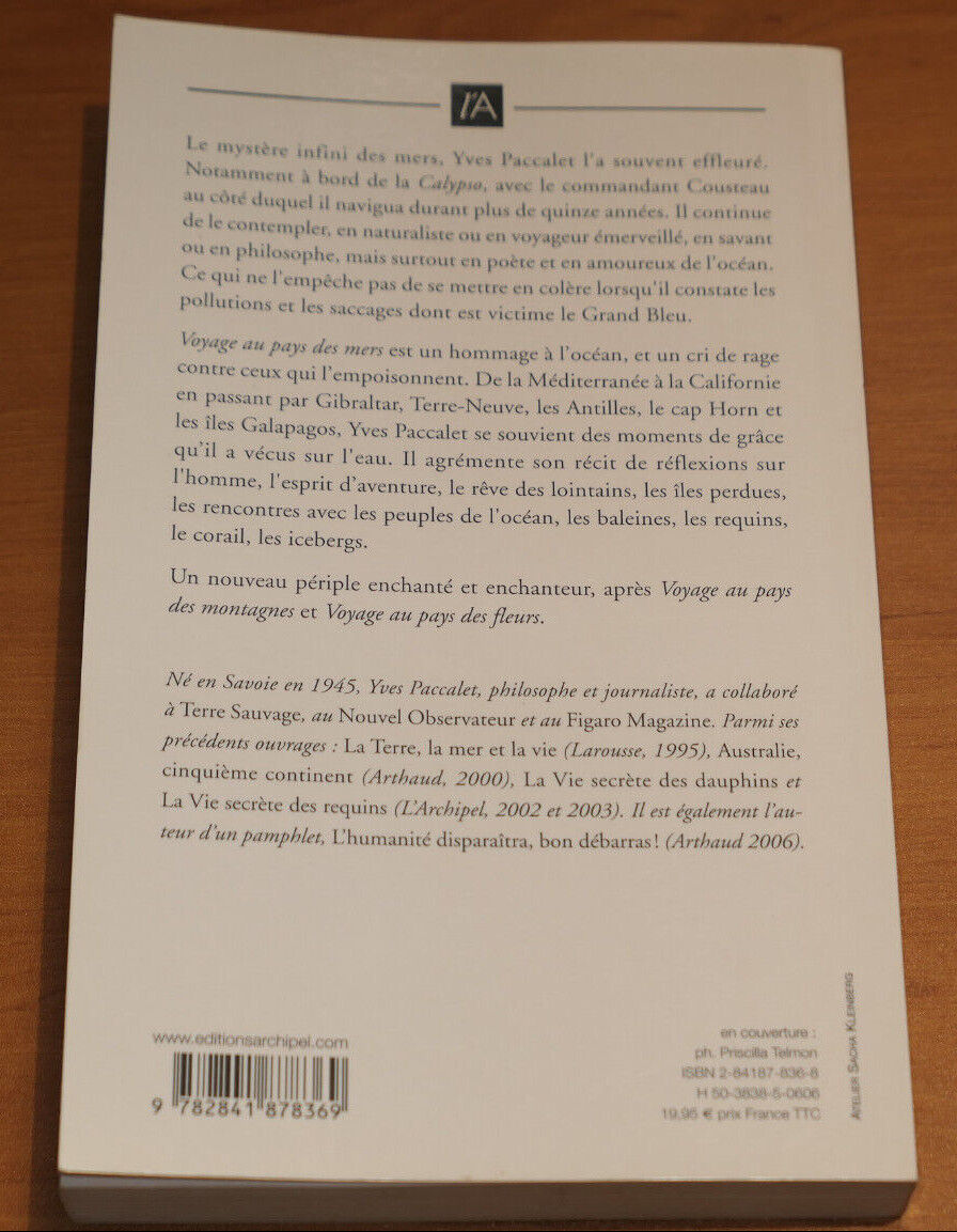 VOYAGE AU PAYS DES MERS / YVES PACCALET / RECIT MARINE NATURE / L'ARCHIPEL 2006