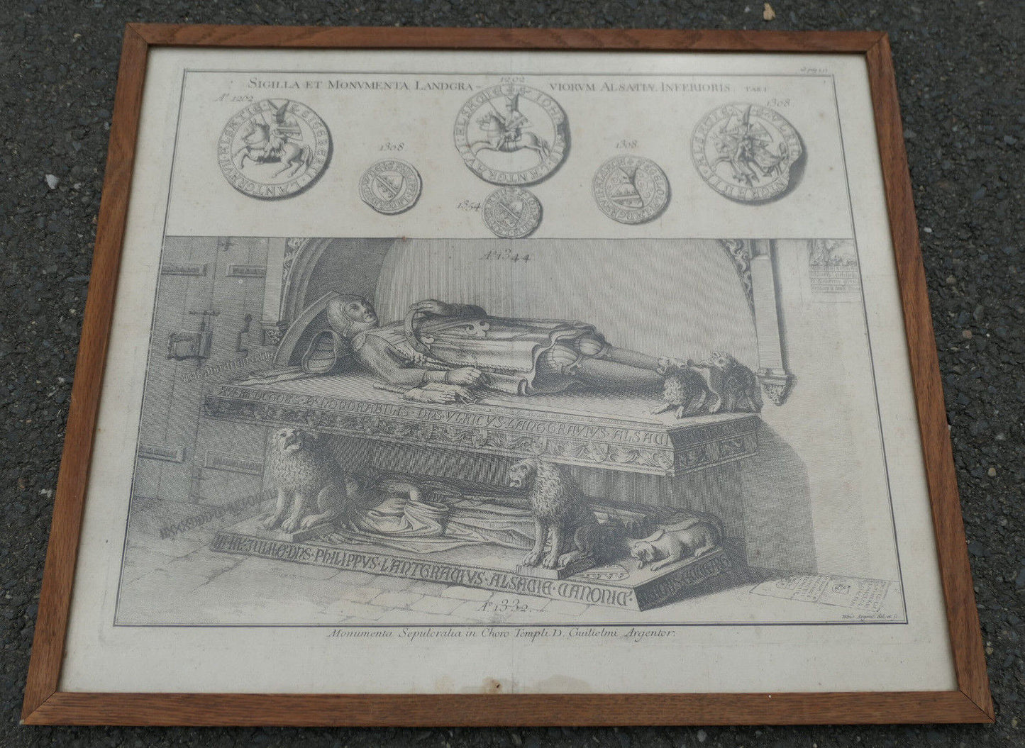 ANCIENNE GRAVURE XVIIIe ALSACE ALSATIA ILLUSTRATA 1761 HISTOIRE SCEAUX LATIN