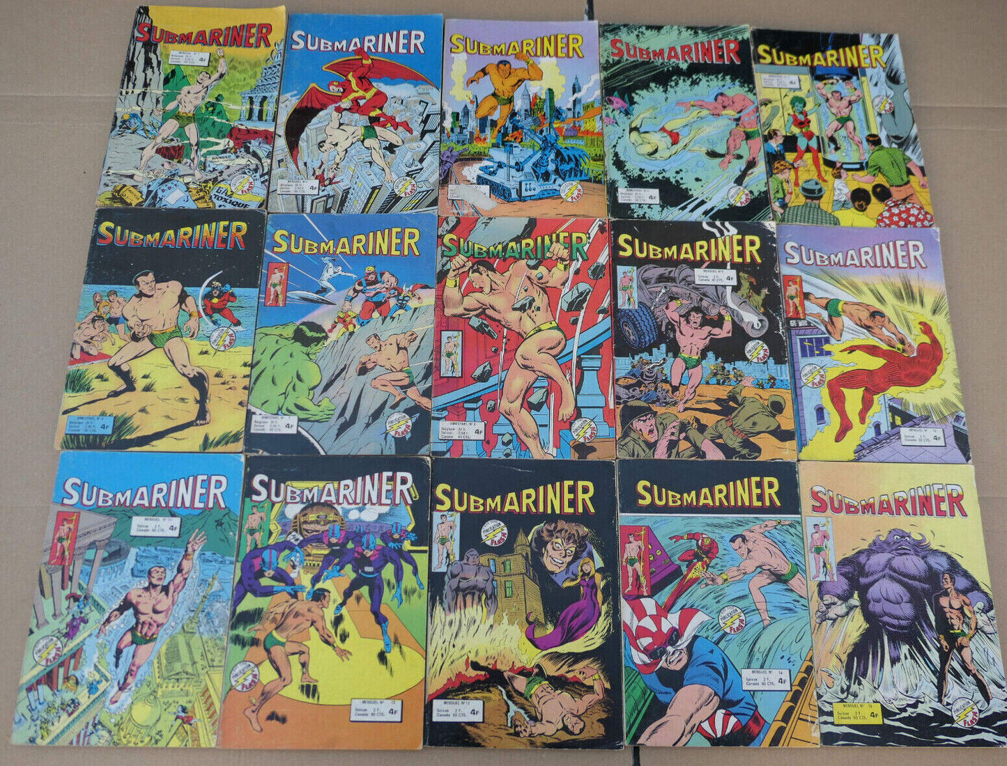 COLLECTION BD PETITS FORMATS SUBMARINER / LOT NUMEROS 1 A 15 / AREDIT 1976-1978