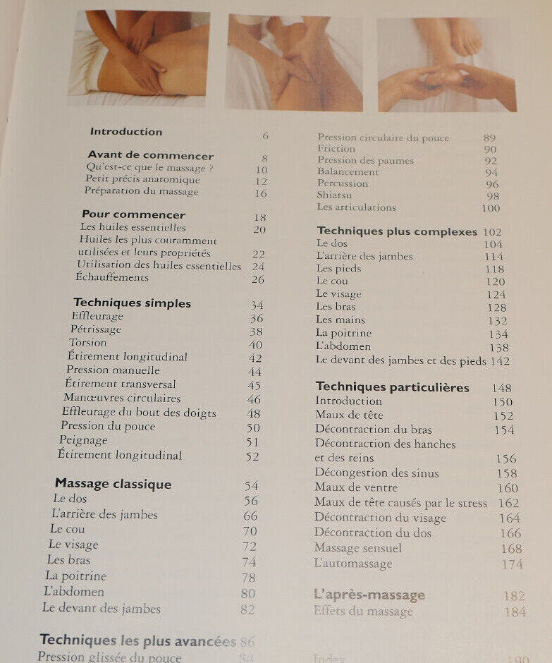LE LIVRE DU MASSAGE / SUSAN MUMFORD / TECHNIQUES CORPS HUILES PHOTOS / 2002