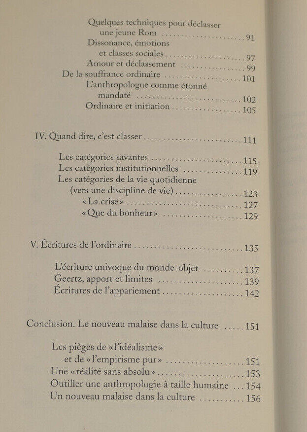 ANTHROPOLOGIE DE L'ORDINAIRE / ERIC CHAUVIER / ANACHARSIS 2011