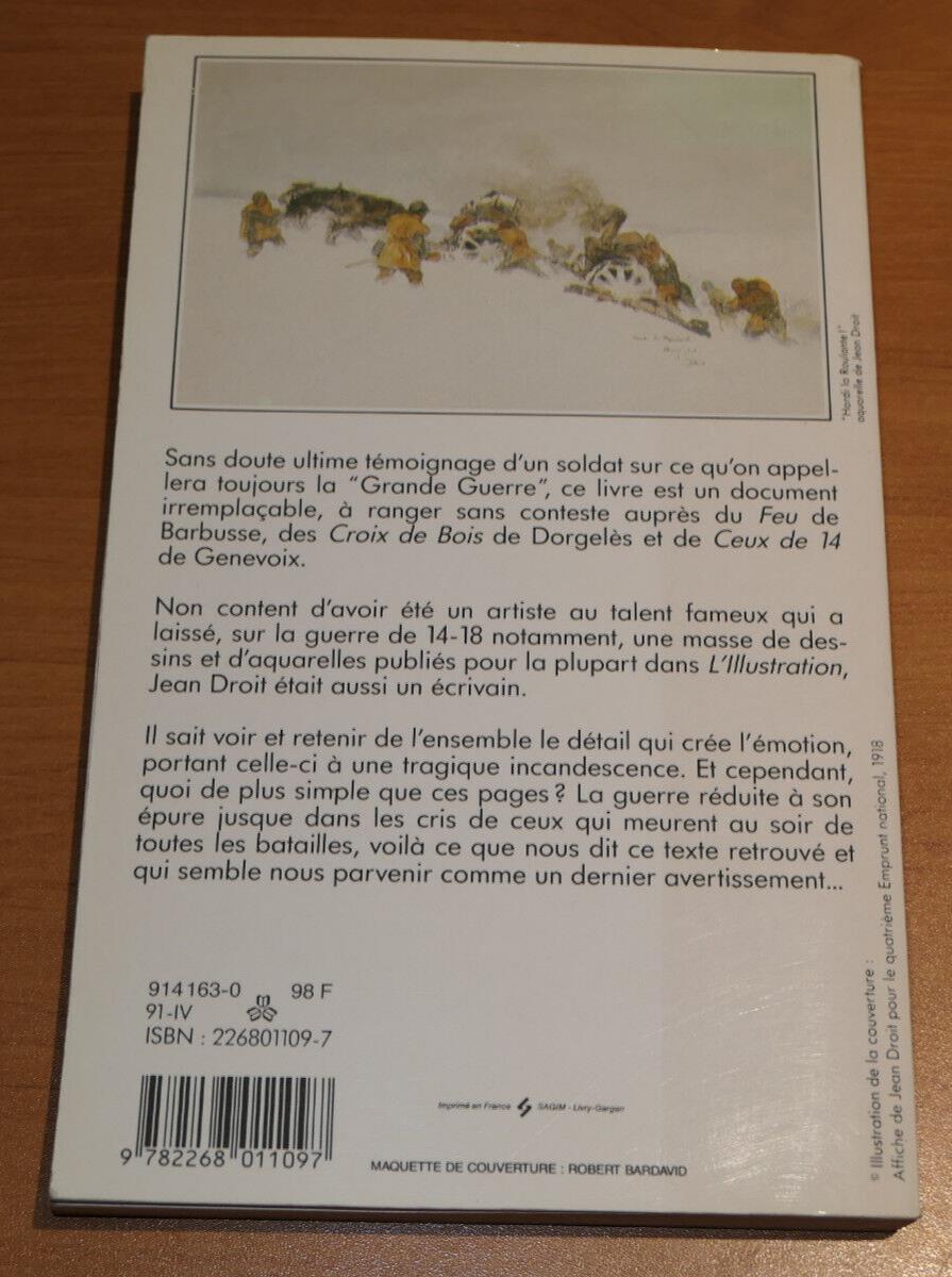 JEAN DROIT TEMOIN D'OUTRE-GUERRE / DOCUMENT HISTOIRE MILITARIA GUERRE WW1 / 1991