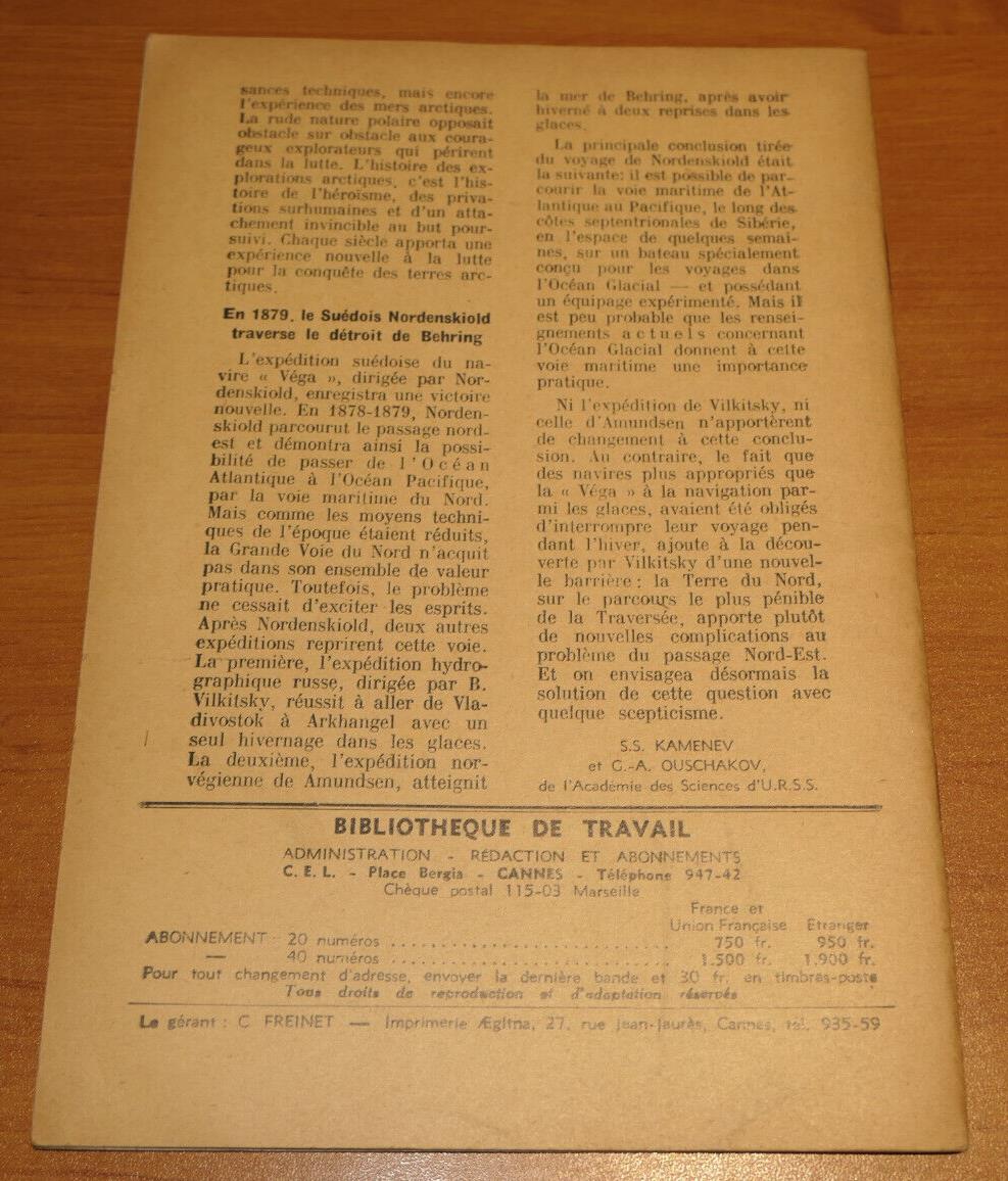 BIBLIOTHEQUE DE TRAVAIL N°288-289 / KAISA LA PETITE LAPONE / 1954