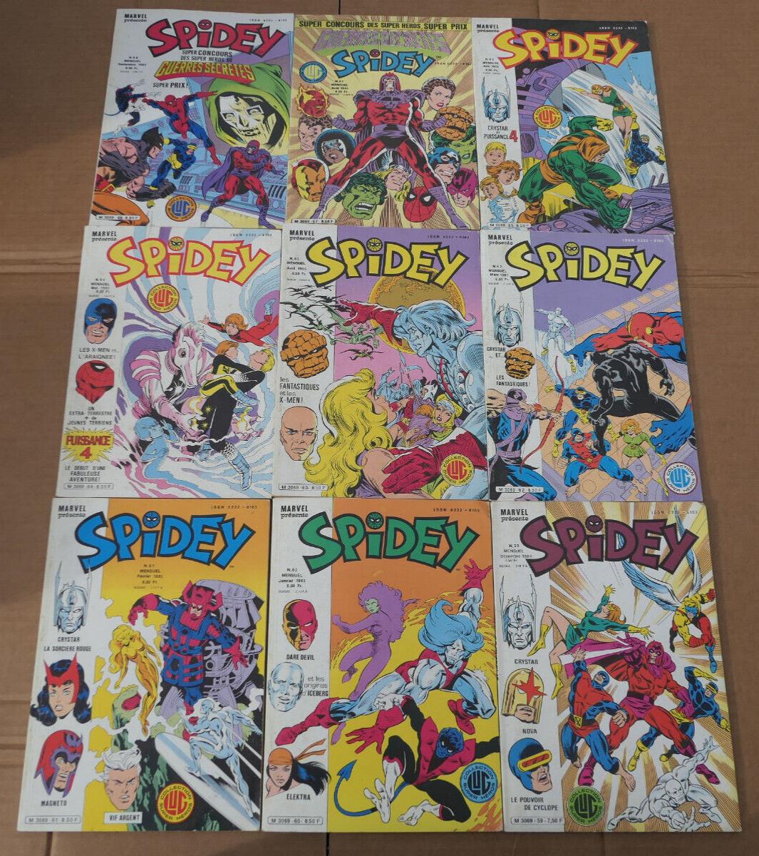 GROS LOT DE 69 BD COMICS SPIDEY SPIDERMAN 1979-1987