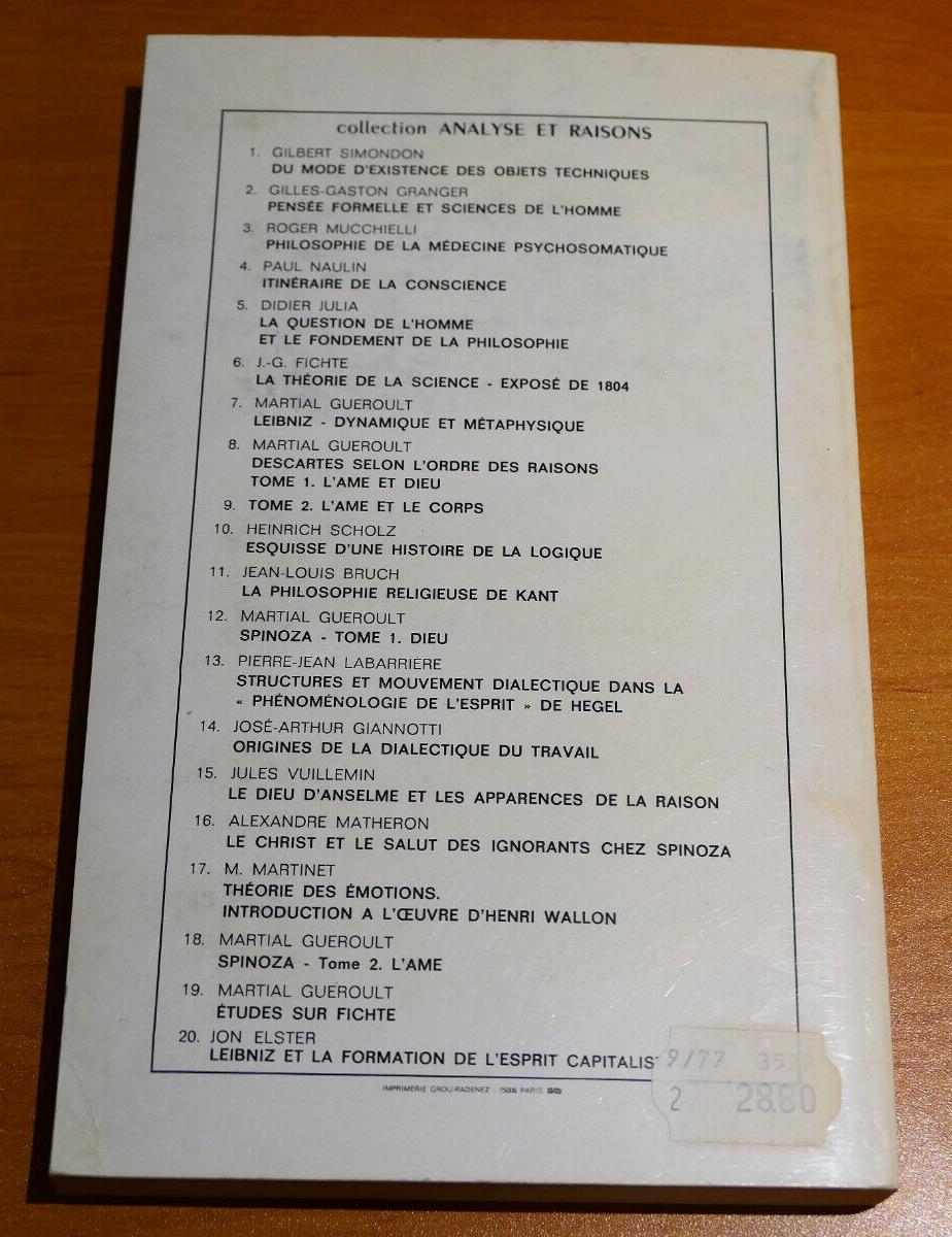 LEIBNIZ ET LA FORMATION DE L'ESPRIT CAPITALISTE JON ELSTER AUBIER MONTAIGNE 1975