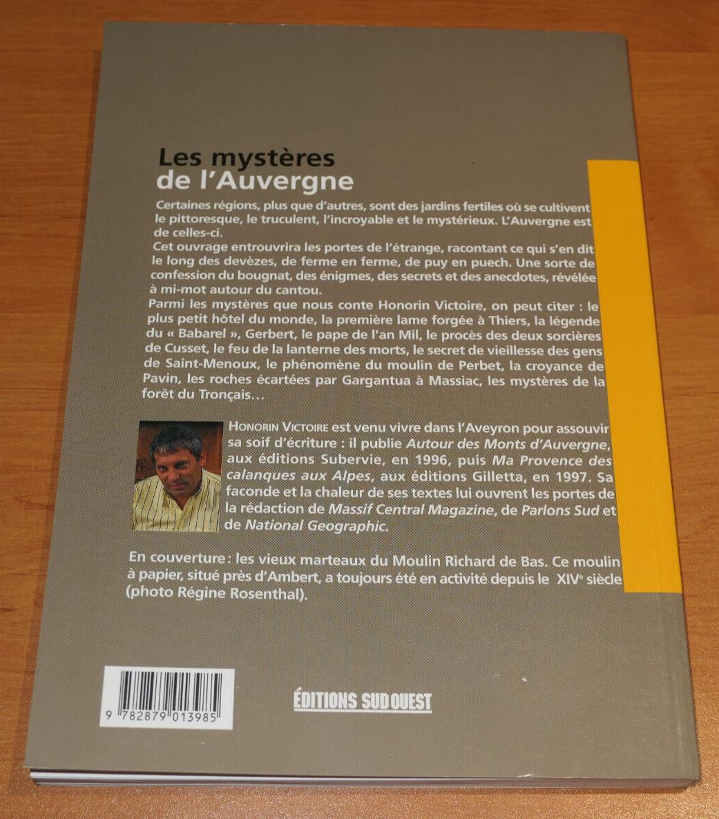 LES MYSTERES DE L'AUVERGNE / HONORIN VICTOIRE / EDITIONS SUD OUEST 2000