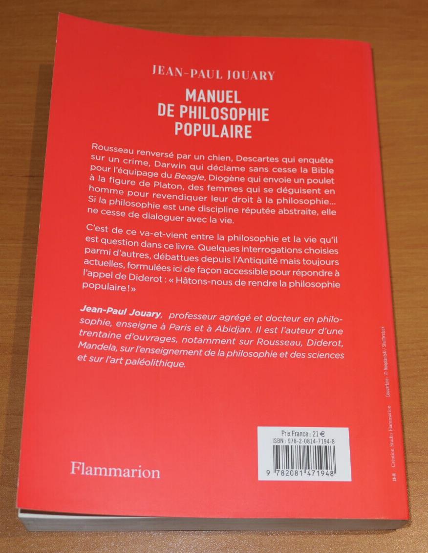 MANUEL DE PHILOSOPHIE POPULAIRE / JEAN-PAUL JOUARY / FLAMMARION 2019