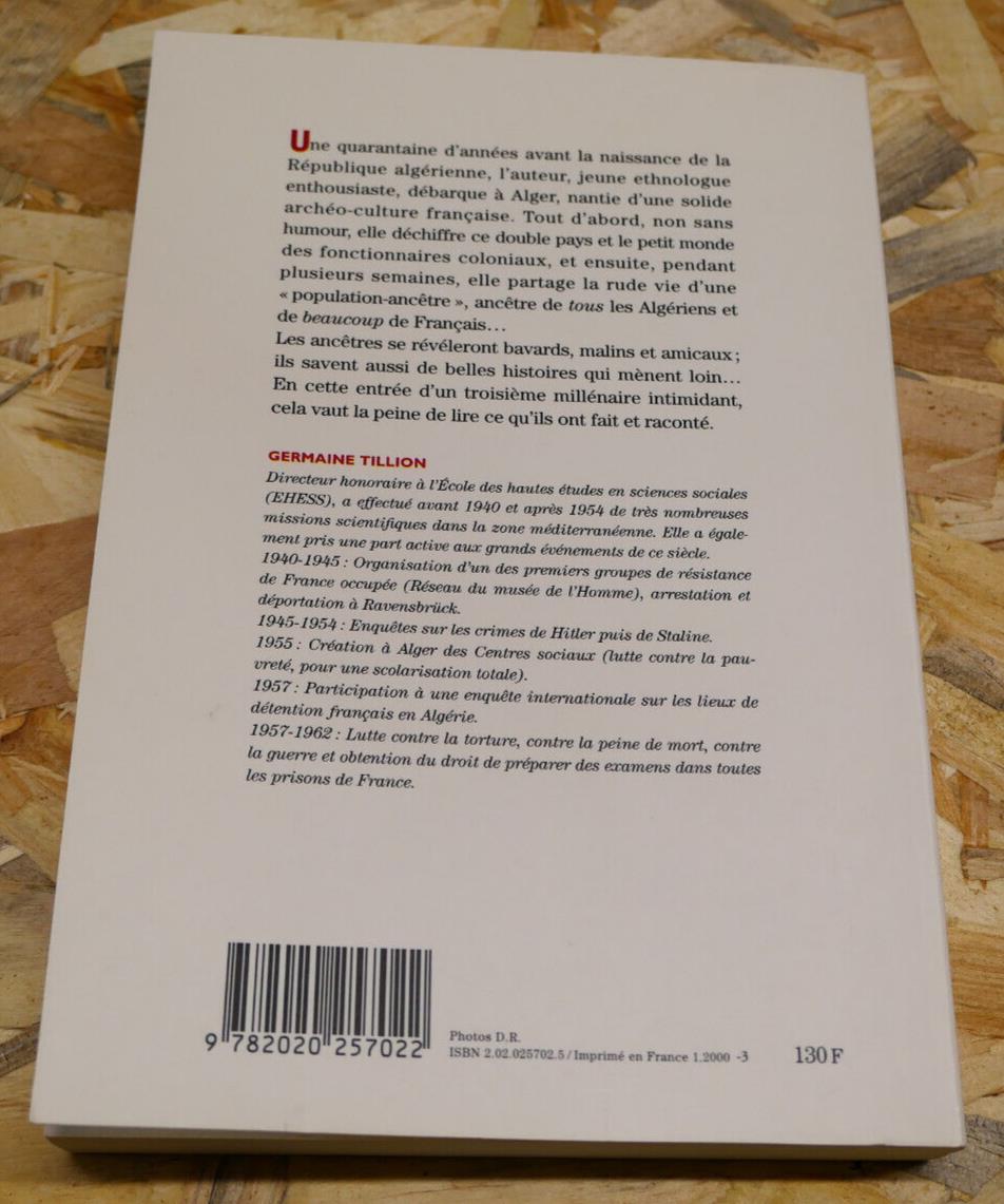GERMAINE TILLION / IL ETAIT UNE FOIS L'ETHNOGRAPHIE / SEUIL 2000