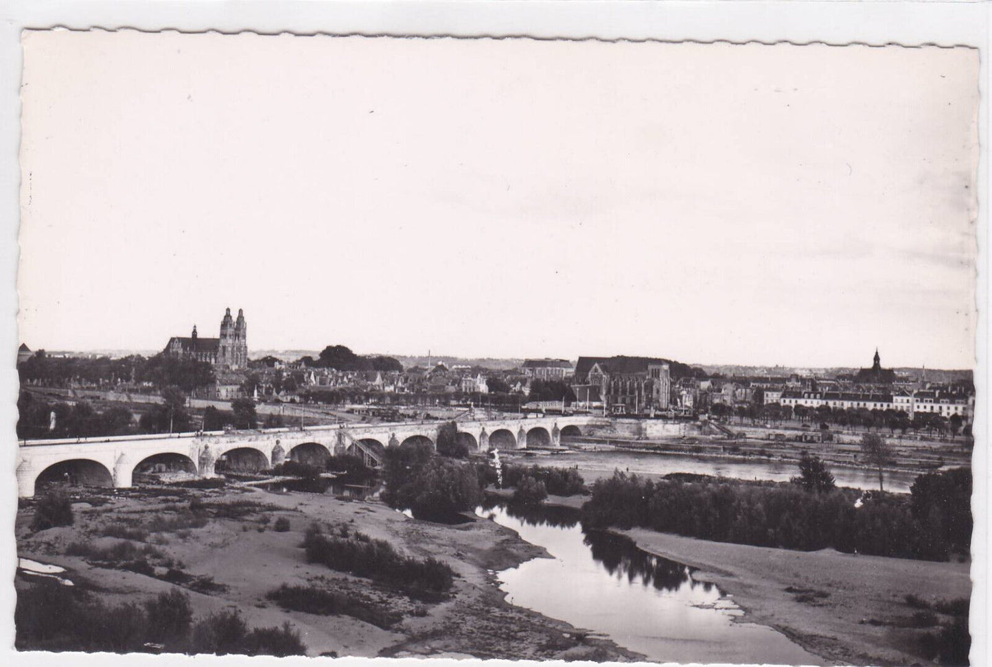 OLD POSTCARD CPA TOURS GENERAL VIEW OF THE LOIRE AND THE CITY