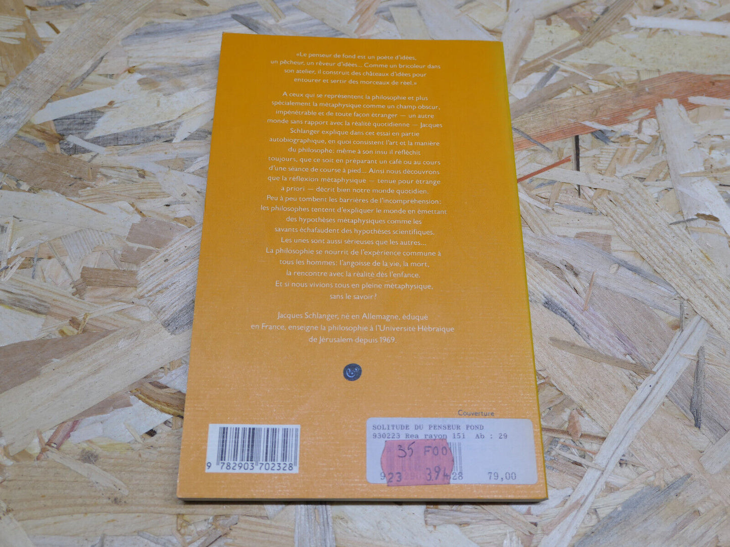 SOLITUDE DU PENSEUR DE FOND / JACQUES SCHLANGER / CRITERION 1990 / PHILOSOPHIE