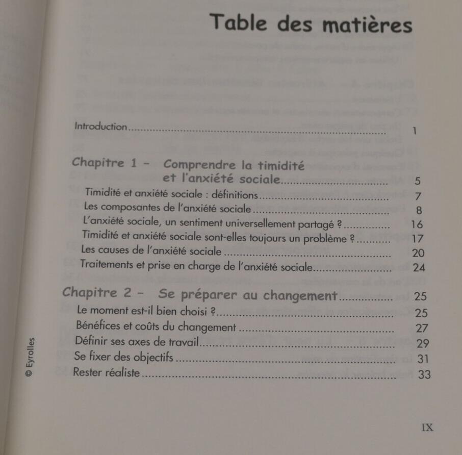 TIMIDE ? PEUR DES AUTRES TIMIDITE PROGRAMME THERAPIE GUIDE EXERCICES EYROLLES