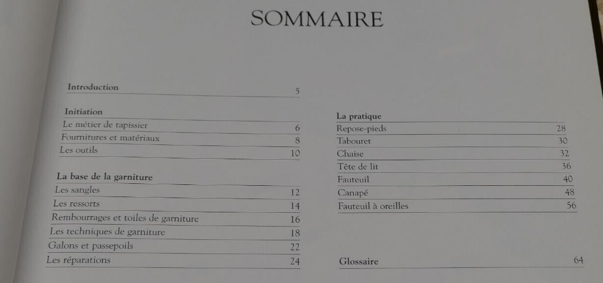 LE TAPISSIER DE SIEGES / EYROLLES 2000 / TAPISSERIE D'AMEUBLEMENT ARTISANAT