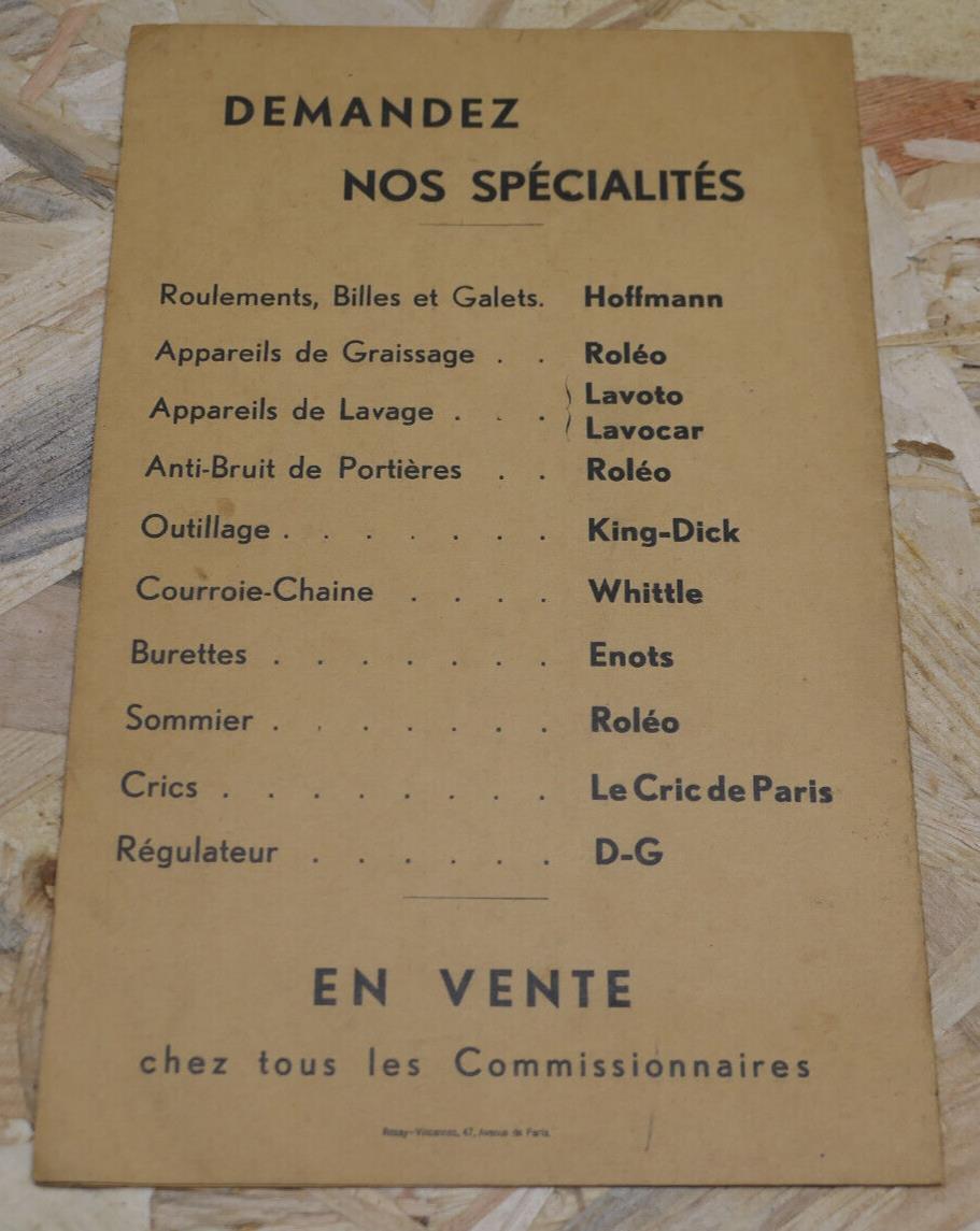 ANCIEN TABLEAU CALCUL CONSOMMATION CARBURANT ROLLET & CIE AUTOMOBILIA