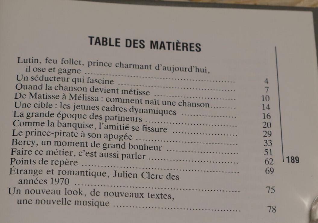 JULIEN CLERC / LIVRE COMPACT 1987 / PORTRAIT PAROLES