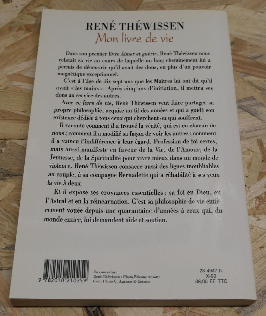 RENE THEWISSEN / MON LIVRE DE VIE / MAGNETISME SPIRITUALITE REINCARNATION / 1993