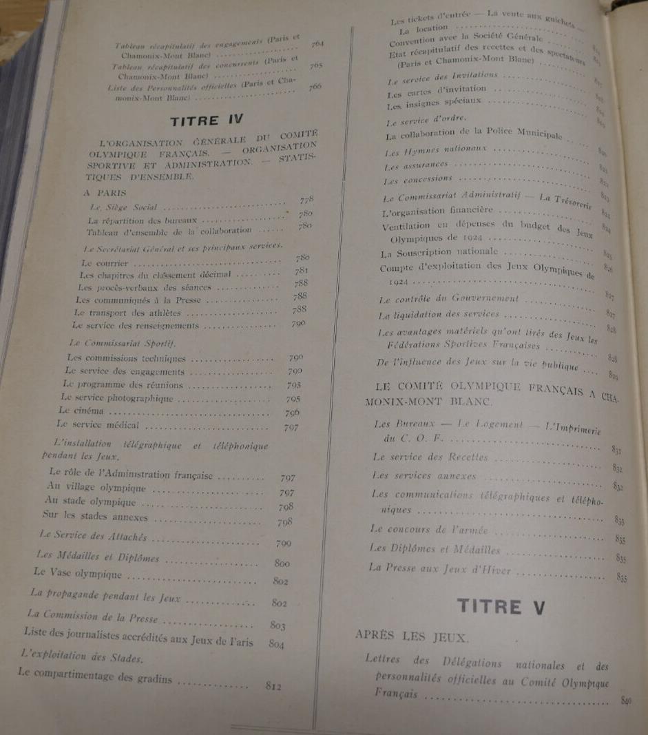 VIIIe OLYMPIADE JO PARIS 1924 RAPPORT OFFICIEL COMITE OLYMPIQUE FRANCAIS SPORT