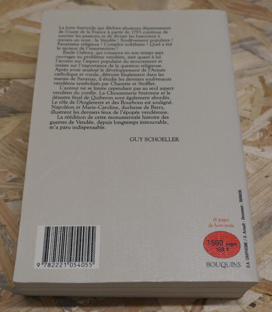 LES GUERRES DE VENDEE / EMILE GABORY BOUQUINS 1996 / HISTOIRE CHOUANNERIE