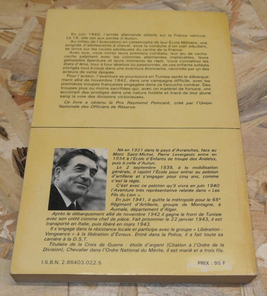 PIERRE LEVERGEOIS / LES FILS DU LION / EDITIONS DE L'ORME ROND 1986 / DEDICACE