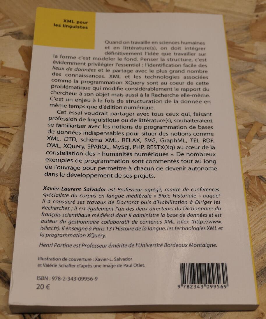 XML POUR LES LINGUISTES / RECHERCHE TECHNOLOGIE LINGUISTIQUE LITTERATURE / 2016