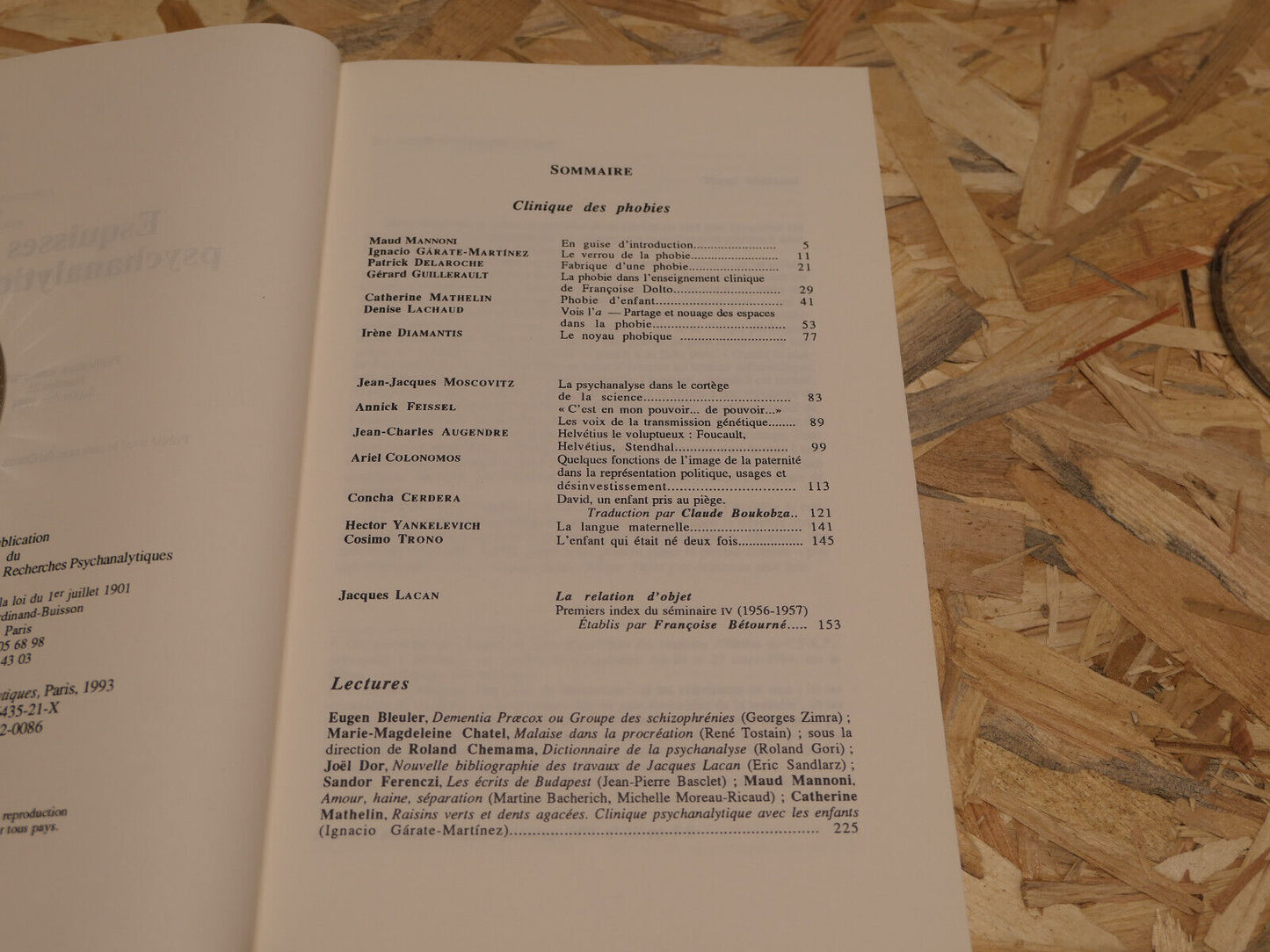 ESQUISSES PSYCHANALYTIQUES / CLINIQUE DES PHOBIES / SEPTEMBRE 1994