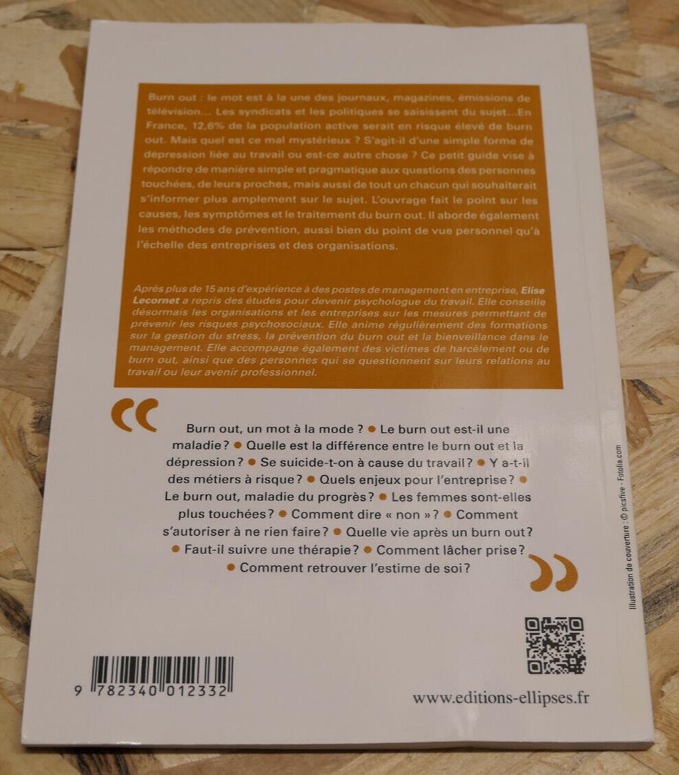 LE BURN OUT 100 QUESTIONS REPONSES / ELISE LECORNET / STRESS TRAVAIL MANAGEMENT