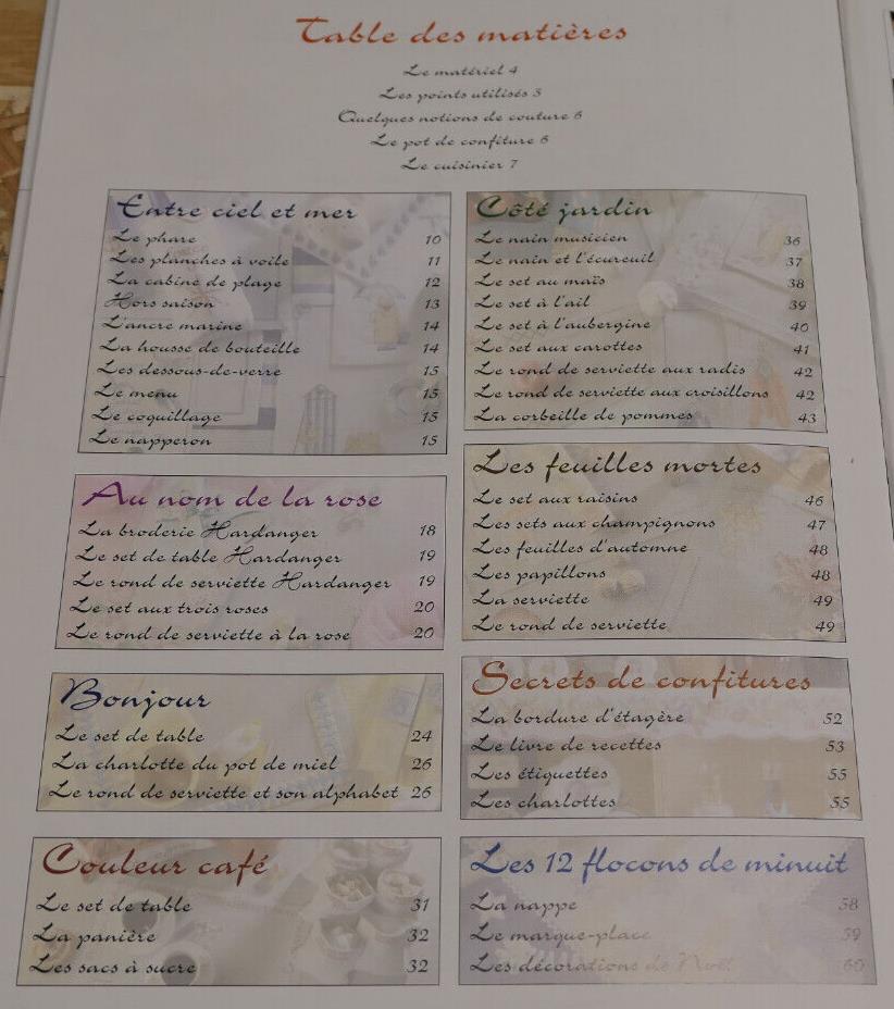 Point De Croix La Table Au Fil Des Saisons - 70 Modèles - Broderie 2004
