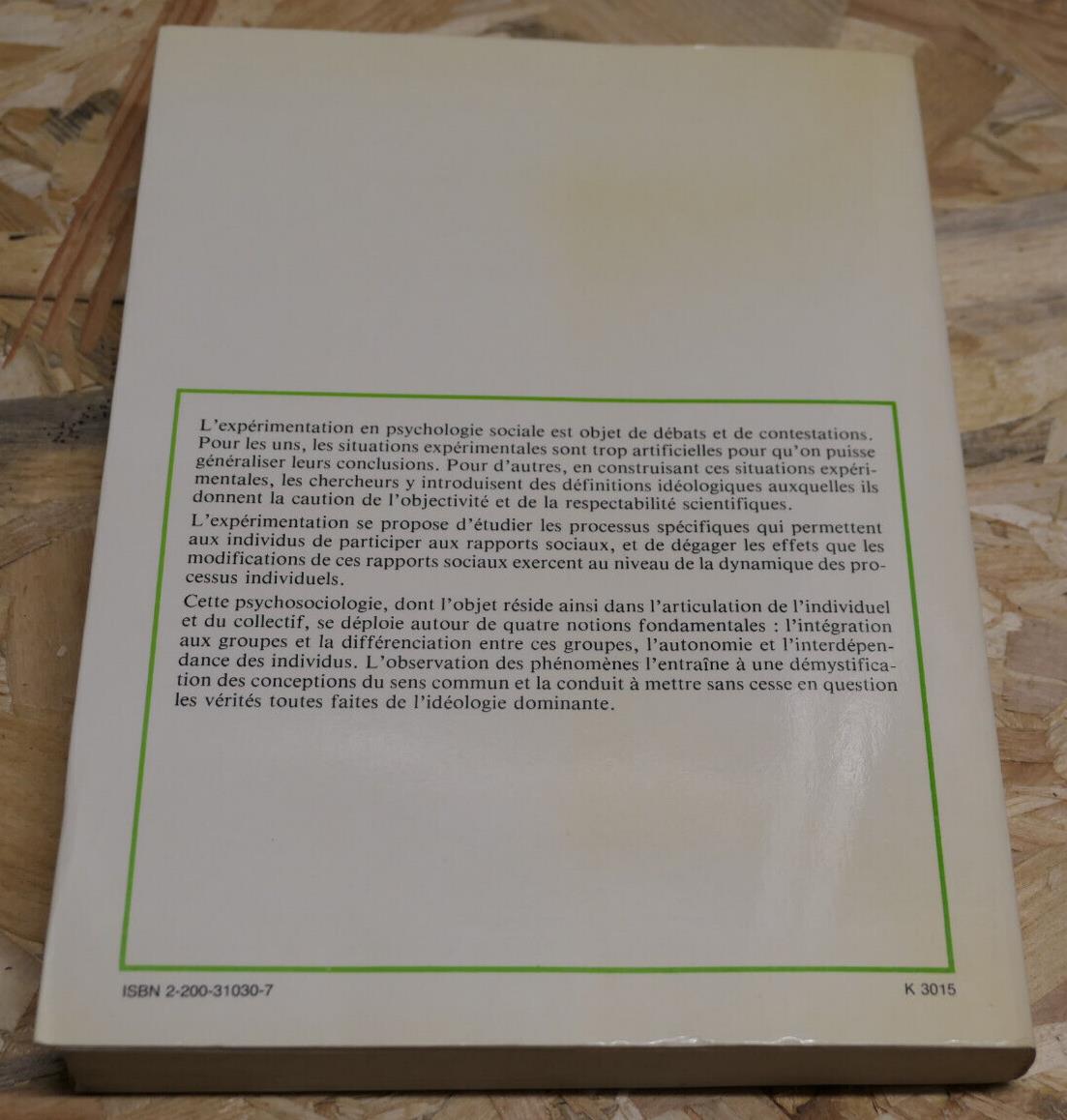 Psychologie Sociale Expérimentale - Collectif - Armand Colin 1983