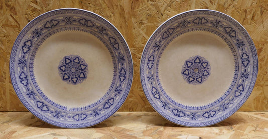 Ancienne Assiette Anglaise Sur Pied Piédouche Antique 19th Copeland - Lot de 2