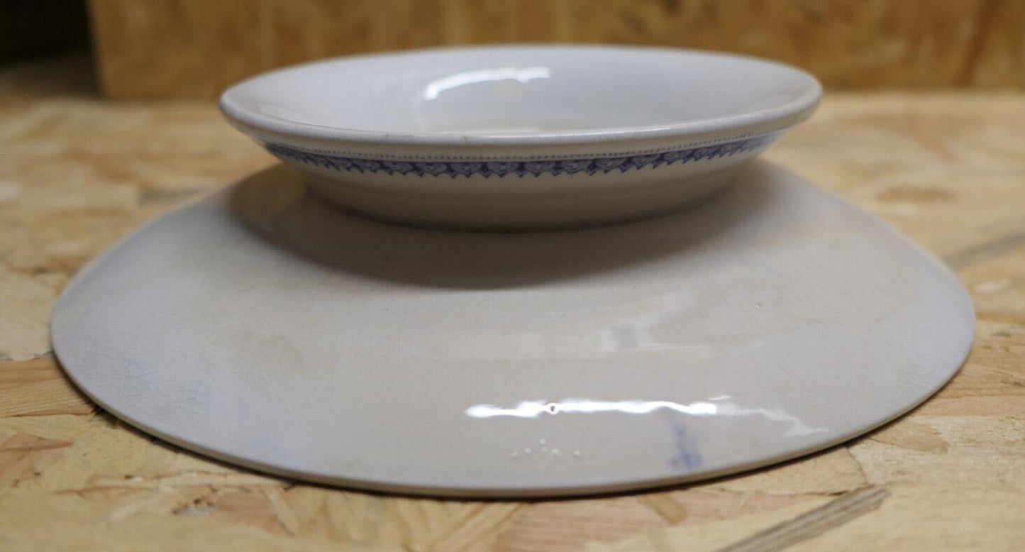 Ancienne Assiette Anglaise Sur Pied Piédouche Antique 19th Copeland - Lot de 2