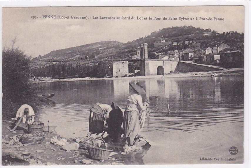 Carte Postale Ancienne CPA Penne Les Laveuses Au Bord Du Lot Et Le Pont De Saint-Sylvestre À Port-De-Penne