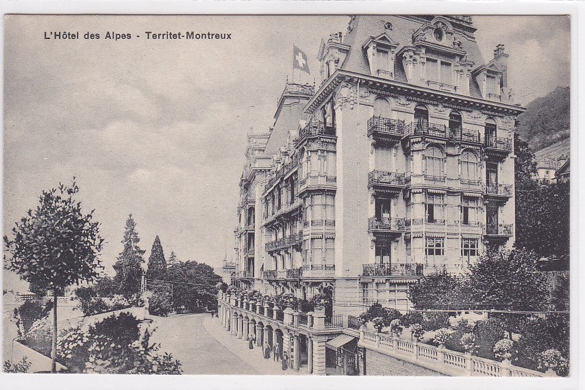 Old Postcard CPA Switzerland - The Hotel Des Alpes - Territet-Montreux