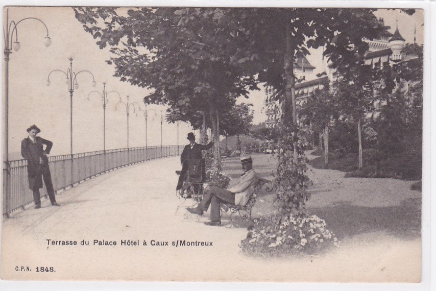 Old Postcard CPA Switzerland - Caux Sur Montreux - Terrace of the Palace Hotel