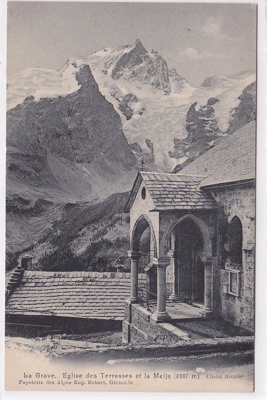 Carte Postale Ancienne CPA La Grave - Église Des Terrasses Et La Meije