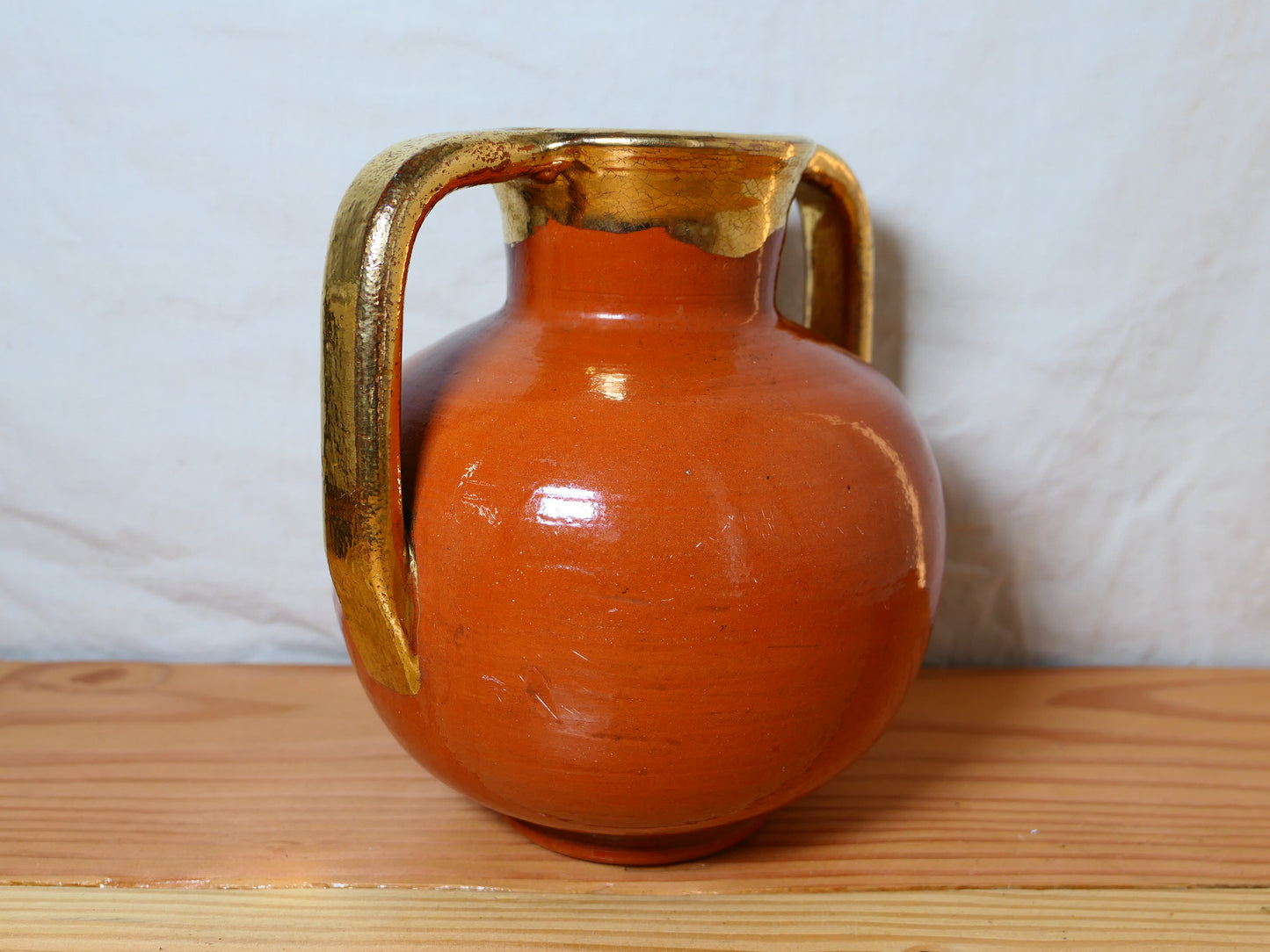 Ancien Vase En Terre Cuite À Oreilles Bavent Tuilerie Normande Signature TN Époque Art-Déco Femme Normande Avec Coiffe Traditionnelle