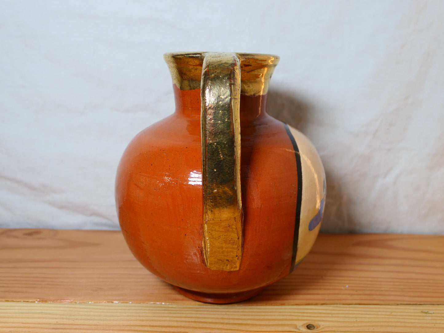 Ancien Vase En Terre Cuite À Oreilles Bavent Tuilerie Normande Signature TN Époque Art-Déco Femme Normande Avec Coiffe Traditionnelle