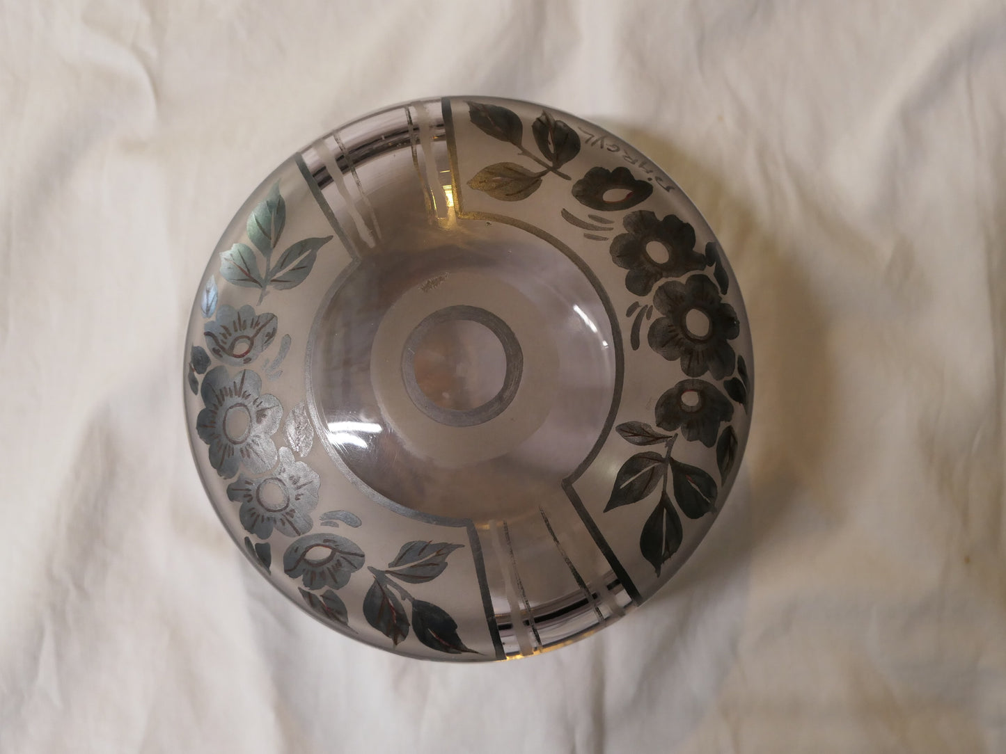 Ancienne Boîte Bonbonnière En Verre Signée D'ARGYL
