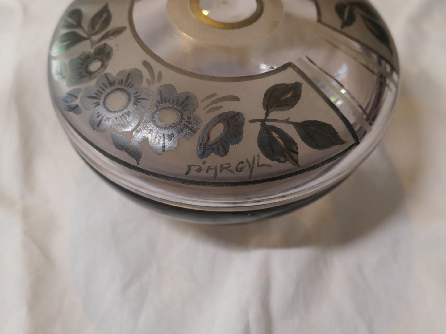 Ancienne Boîte Bonbonnière En Verre Signée D'ARGYL