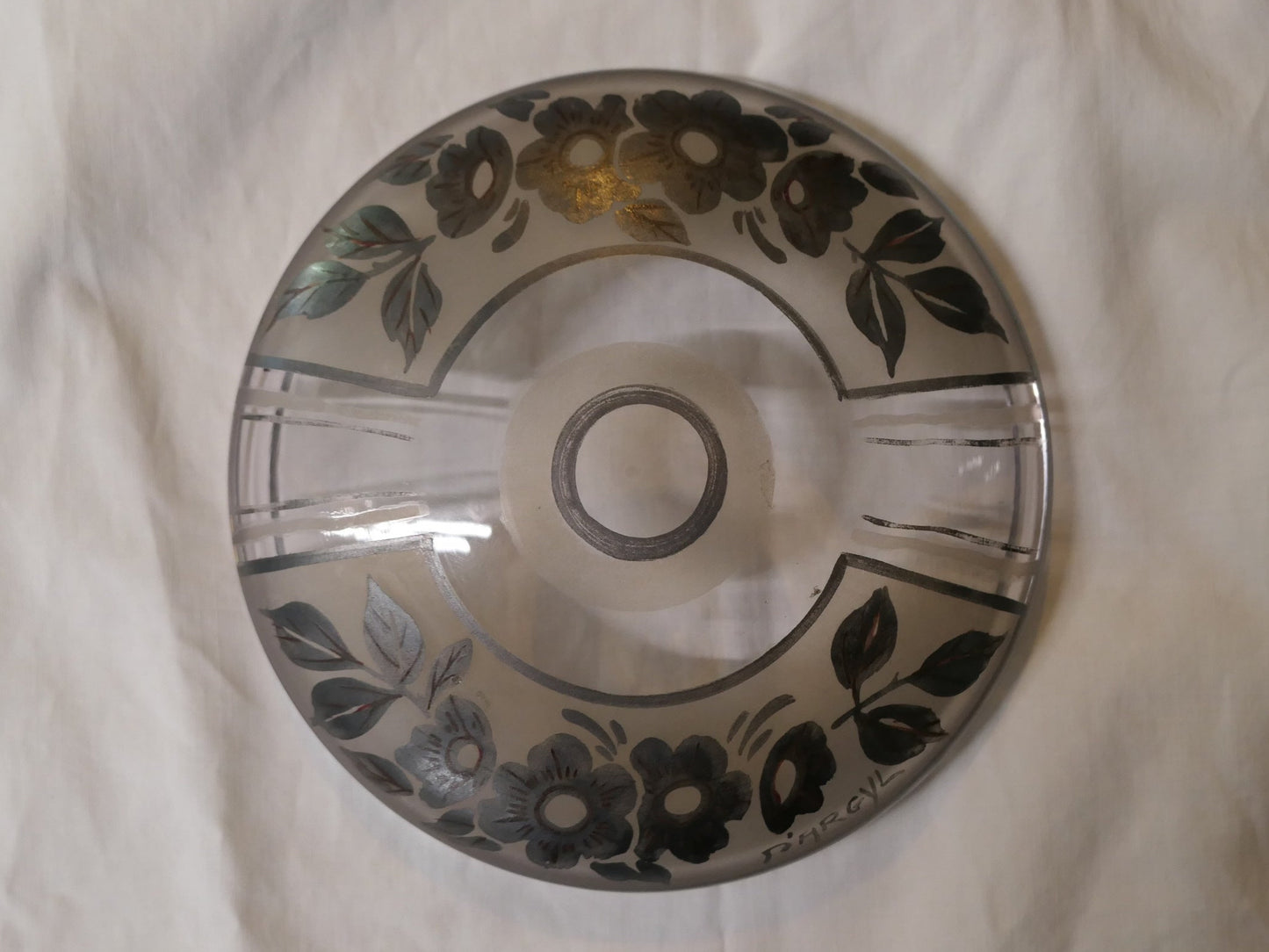 Ancienne Boîte Bonbonnière En Verre Signée D'ARGYL