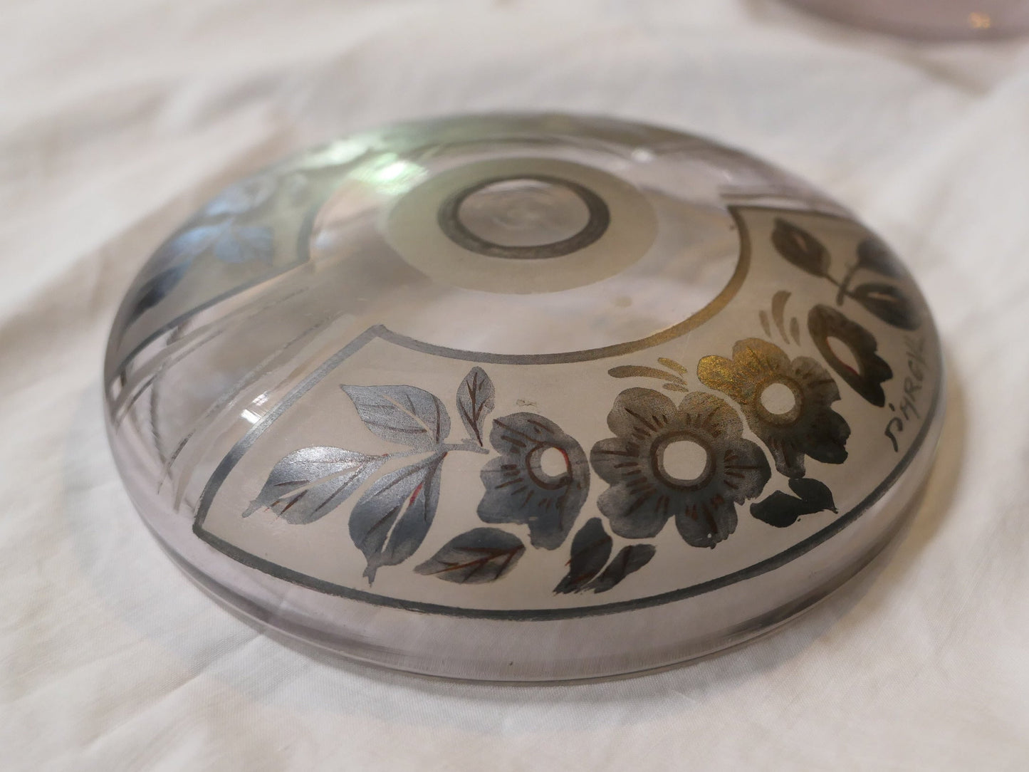 Ancienne Boîte Bonbonnière En Verre Signée D'ARGYL