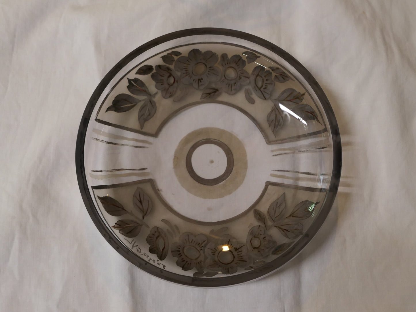 Ancienne Boîte Bonbonnière En Verre Signée D'ARGYL