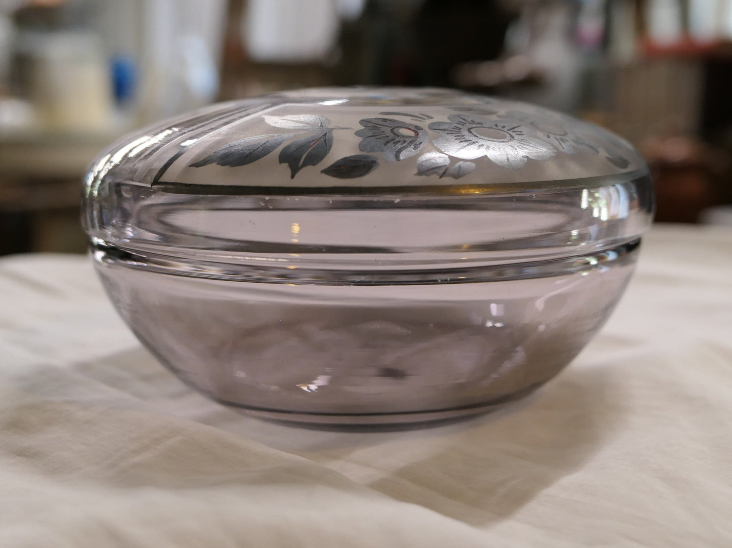 Ancienne Boîte Bonbonnière En Verre Signée D'ARGYL
