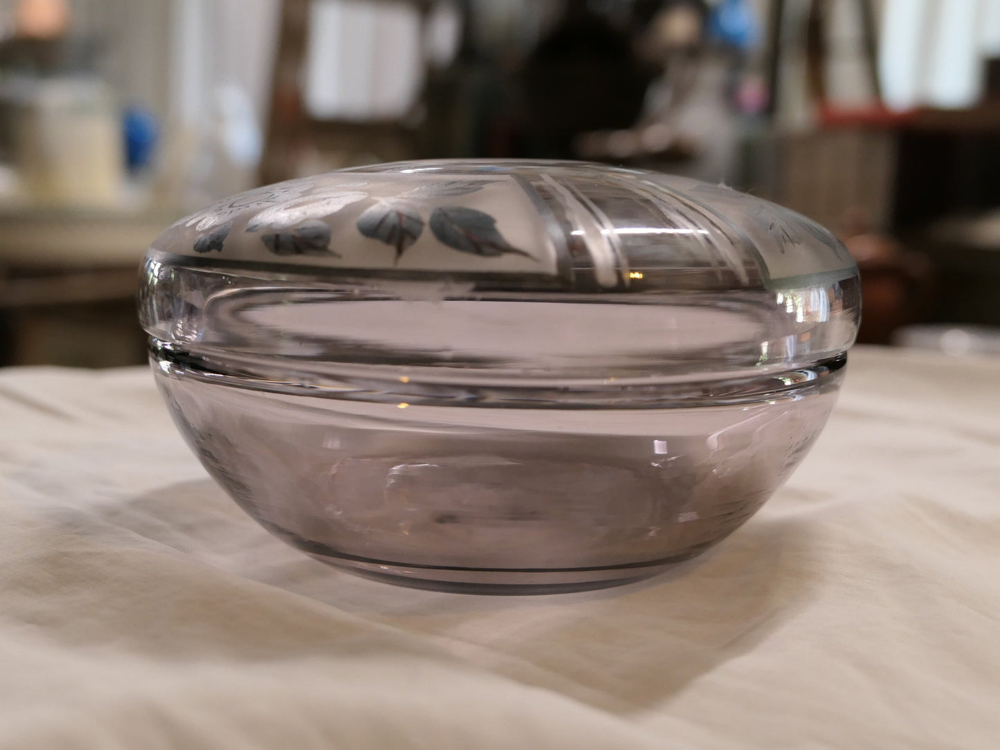 Ancienne Boîte Bonbonnière En Verre Signée D'ARGYL