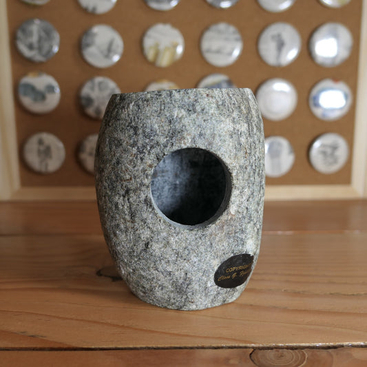 Bougeoir Photophore En Roche Granite Vintage De Claes G. Fjälling